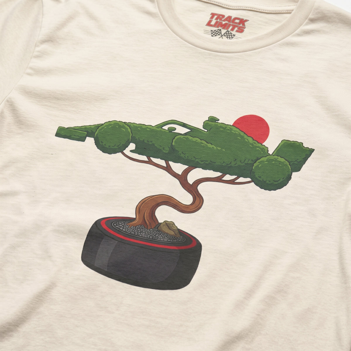 Close-up of the Bonsai Tree F1 t-shirt print on Natural cotton