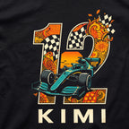 Kimi 12 Outline Marigold t-shirt print close-up