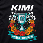 Kimi 12 World Champion Trophy t-shirt print close-up