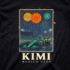 Kimi Fireworks t-shirt print close-up
