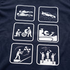 Close-up of the Racing Pictogram F1 t-shirt print on Navy cotton