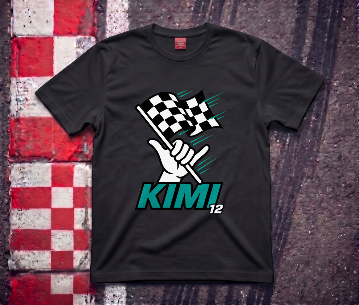 Kimi Shaka Checkered Flag black t-shirt